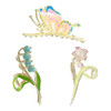 Yonchic 3Piece Flower Metal Hair Accessories Butterfly Barrettes Elegant Lily Floral Clamps for ThinMedium Thick Hair St
