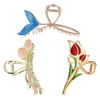 Yonchic 3Piece Flower Metal Hair Clips Muticolor Tulip Hair Claw for ThinMedium Thick Hair Elegant Fish Tail Floral Barr