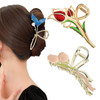 Yonchic 3Piece Flower Metal Hair Clips Muticolor Tulip Hair Claw for ThinMedium Thick Hair Elegant Fish Tail Floral Barr