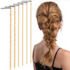 PAGOW 6Pcs Punk Gold Hair Chains with Tassels for Women and Girls Ponytail Multi Strand Head Accessories with Clips for
