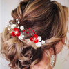 Latious Flower Wedding Hair Clips Red Hair Pins Bridal Hair Accessories for Women and Girls Pack of 2