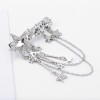 E EMZHOLE Rhinestone Hair Clip with Silver Chain Tassel Bling Cluster Headpiece for Bride and Women Hair Accessories