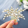 Foyte Crystal Wedding Hair Comb Gold Rhinestone Headpieces Leaf Bride Hair Pieces Bridesmaid Side Hair Combs for Women a