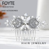 Foyte Crystal Bride Wedding Hair Comb Silver Flower Bridal Headpieces Leaf Hair Pieces Rhinestone Bridesmaid Side Combs