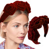 Firuilo Wide Headband Rose Flower Hairband Red Velvet Hair Accessories for Women Type A