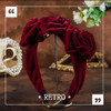 Firuilo Wide Headband Rose Flower Hairband Red Velvet Hair Accessories for Women Type A