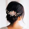 GORAIS Bridal Hair Comb Rose Gold Pearl Wedding Hair Accessories Hair Pieces for Brides and Women