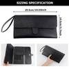 FERCAISH Salon Scissors Storage Bag Black Leather Scissors Holder Pouch Cases Multifunctional Clutch Bag Barber Salon Sc