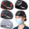 ABAMERICA Headbands with Button for Mask Wide Nurses Headbands Non Slip Elastic Ear Protection for Women Men Doctors Swe