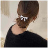 Yheakne Boho Crystal Hair Clip CZ Pearl Silver Bowknot Barrette Decorative Headpiece for Women and Girls