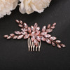 Teyglen Pink Crystal Rhinestone Hair Comb Bridal Hair Accessories Headpiece for Bride Wedding Women Girls