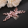 Teyglen Pink Crystal Rhinestone Hair Comb Bridal Hair Accessories Headpiece for Bride Wedding Women Girls