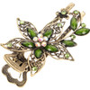 Uonlytech Hair Clip Green Flower Crystal Hair Clip Sparkly Glitter Rhinestones Hair Clips French Elegant Hair Barrettes