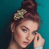 Uonlytech Hair Clip Green Flower Crystal Hair Clip Sparkly Glitter Rhinestones Hair Clips French Elegant Hair Barrettes