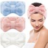 3 Pieces Towel Headbands for Women Makeup Headband for Washing Face Makeup Spa Headband Microfiber Bowtie Shower Headban
