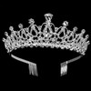 TecUnite 2 Pack Silver Tiara and Crowns for Women Crystal Princess Crown with Combs Wedding Tiaras for Bride Rhinestones