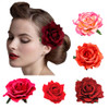 DRESHOW 5 Pcs Rose Hair Clip Flower Bridal Hair Pins Rose Brooch Floral Clips Head Ornament Wedding Hair Accessories Fla