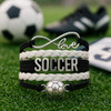 Soccer Bracelet and Hair Tie Set Black and White Infinity Love Bracelet with Soccer Ball Charm and 6 Elastic Hair Access