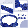 Hicarer 2 Pieces Bandana Headband for Women Knot Retro Print Bandana Paisley Print Headband Adjustable HeadwrapBlack Blu