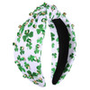 boderier Stpatricks Day Headband Green Shamrock Headband Jeweled Crystal Knotted Holiday Party Accessories Rhinestone Sh