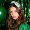boderier Stpatricks Day Headband Green Shamrock Headband Jeweled Crystal Knotted Holiday Party Accessories Rhinestone Sh