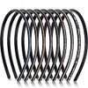 WILLBOND 9 Pcs Bling Headband for Women Skinny Plastic Headbands 1 Row Crystal Rhinestone Thin Hair Hoops with Teeth Fan