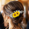 Jeairts Sunflower Bride Wedding Hair Comb Crystal Pearl Bridal Hair Side Combs Decorative Hair Accessories for Women1Sil