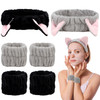 AMCAMI 6 Pcs Spa Set Cute Make Up Cat Ears Headband Plush Animal Makeup Skincare Headbands with Face Washing Wristband f