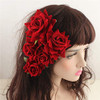 Rose Flower Hair Clip 3D Red Roses Flower Hair Accessories Comb Piece for Girls Women Bride Wedding Hair Clip Flamenco D