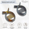 Parcelona French Round Inner Teeth Tortoise Shell and Black Cellulose Set of 2 Hair Clips for Women