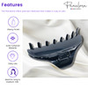 Parcelona French Skinny Boss Glossy Black Medium Covered Spring Jaw Hair Claw Clip Clutcher Clamp for Fine and Long Hair