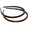 Parcelona French Thin Set of 2 Tortoise Shell Brown and Black Hair Headbands with Inner Teeth Nibs