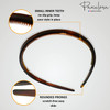 Parcelona French Thin Set of 2 Tortoise Shell Brown and Black Hair Headbands with Inner Teeth Nibs