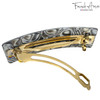 French Amie Rectangular Gray Magma 3 14 Celluloid Acetate Handmade Automatic Hair Clip Barrette with Sturdy Golden Clasp