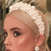 Wiwpar Pearl Headbands Wide Hair Hoop with Pearls Elegant White Pearl Head Band Headwear Bridal Hair Hoop Party Wedding