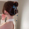 Jumwrit Big Gold Metal Hair Claw Clip Boho Butterfly Hair Jaw Clip Strong Hold Rhinestone Long Tassel Hair Clamp Shiny C
