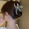 Jumwrit Big Metal Boho Starfish Jaw Clip with Shiny Rhinestone and Imitation Pearl Hair Barrette Strong Hold Hair Clamp