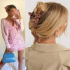 Ahoney 6PCS Flower Hair Clips for Women Strong Hold Nonslip Big Flower Claw Clip for Thick Hair Hawaiian Hibiscus Cute H