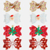 DINPREY 8 Pcs Red Sequins Bow Hair Clips for Girls Cute Glitter Elk Snowflake Christmas Tree Hairpin Accessories Teens K