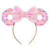WelyHM Pink Sequin Hairband with Mouse Ears and Bow HAIRBAND for Women and Girls 1 Count Pack of 1 Partygoers Cosplayers