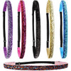 FROG SAC 6 Glitter Headbands for Girls Adjustable Non Slip Thin Elastic Hair Bands for Kids Stretch Heart Zig Zag Girl H