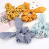 20 Pcs Chiffon Silk Scrunchies with Bows Solid Color Stripe Floral Bow Ponytail Holders Rabbit Bunny Ear Bowknot Hair Ac