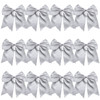 8 Inch Cheerleader Bows Ponytail Holder Solid Color Cheerleading Bows Hair Tie Silver