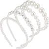 WILLBOND 4 Pcs Pearls Headbands Women White Faux Pearl Rhinestones Hairbands Bridal Hair Hoop Wedding Hair Accessories f