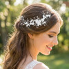 Unicra Flower Hair Vine Pearl Bridal Headpieces Wedding Hair Pieces Silver Prom Hair Accessories for Brides and Women 12