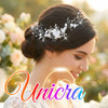 Unicra Flower Hair Vine Pearl Bridal Headpieces Wedding Hair Pieces Silver Prom Hair Accessories for Brides and Women 12