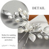 Heread Pearl Bride Wedding Hair Pins Silver Leaf Bridal Hair Piece Crystal Hair Accessories for Women and Girls