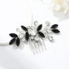 Catery Rhinestone Bride Wedding Hair Comb Black Crystal Side Comb Bridal Hair Piece Leaf Headpiece Bridesmaid Hair Acces
