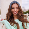 VELSCRUN White Blue Satin Knotted Headband Wide NonSlip Silk Turban Headbands for Womens Fashion Hair Styling Accessorie