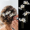 Geosar 8 Pieces Wedding Hair Clips Gold Bridal Hair Pins with Rhinestone Flower Hair Pins Bridal Accessory for Women and